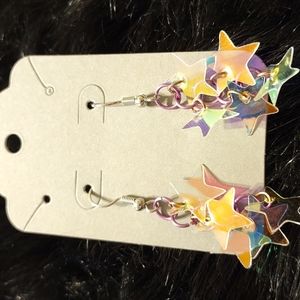 Purple Chain Heart Earrings